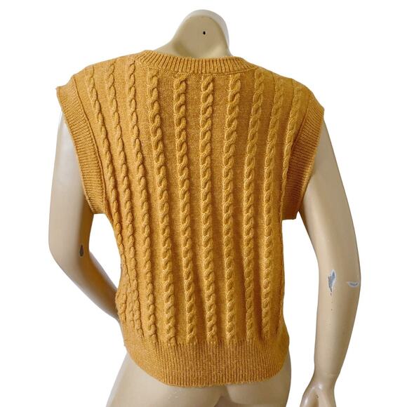 CUPCAKES AND CASHMERE Womens Size Small Burnt Orange V Neck Cable Knit Sweater - Picture 4 of 7